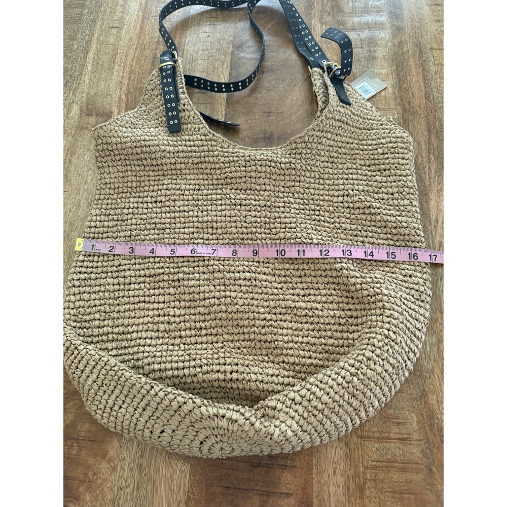 Madewell Straw Grommet Slouch Tote Natural Multi Raffia Bag NWT $168 Flaw - Picture 12 of 14